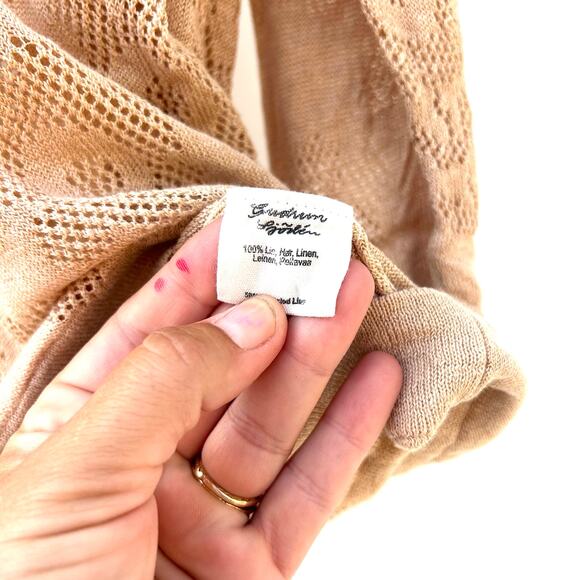 Gudrun Sjoden Linen Oversized Long Sleeve Sweater Jumper Knit Tan Top Shirt XL - Picture 7 of 7